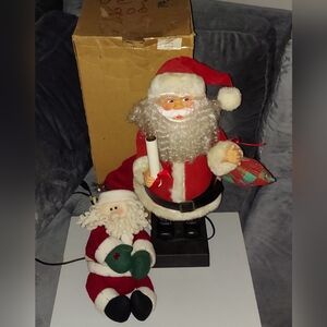 21" ANIMATRONIC SANTA CLAUS WITH LIGHT UP CANDLE & GIFTS CHRISTMAS HOLIDAY DECOR